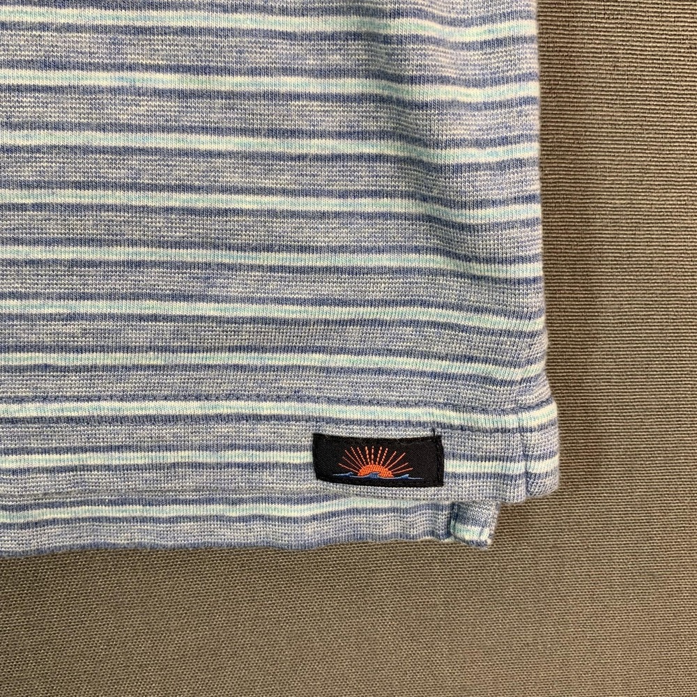 Faherty Polo Shirt Mens XL Blue Stripe Pima Modal Jersey Stretch Casual - Picture 3 of 15